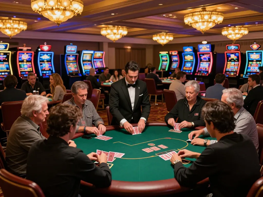 Watch players engage in strategic gameplay while playing ดูหนังใหม่ at a vibrant casino table