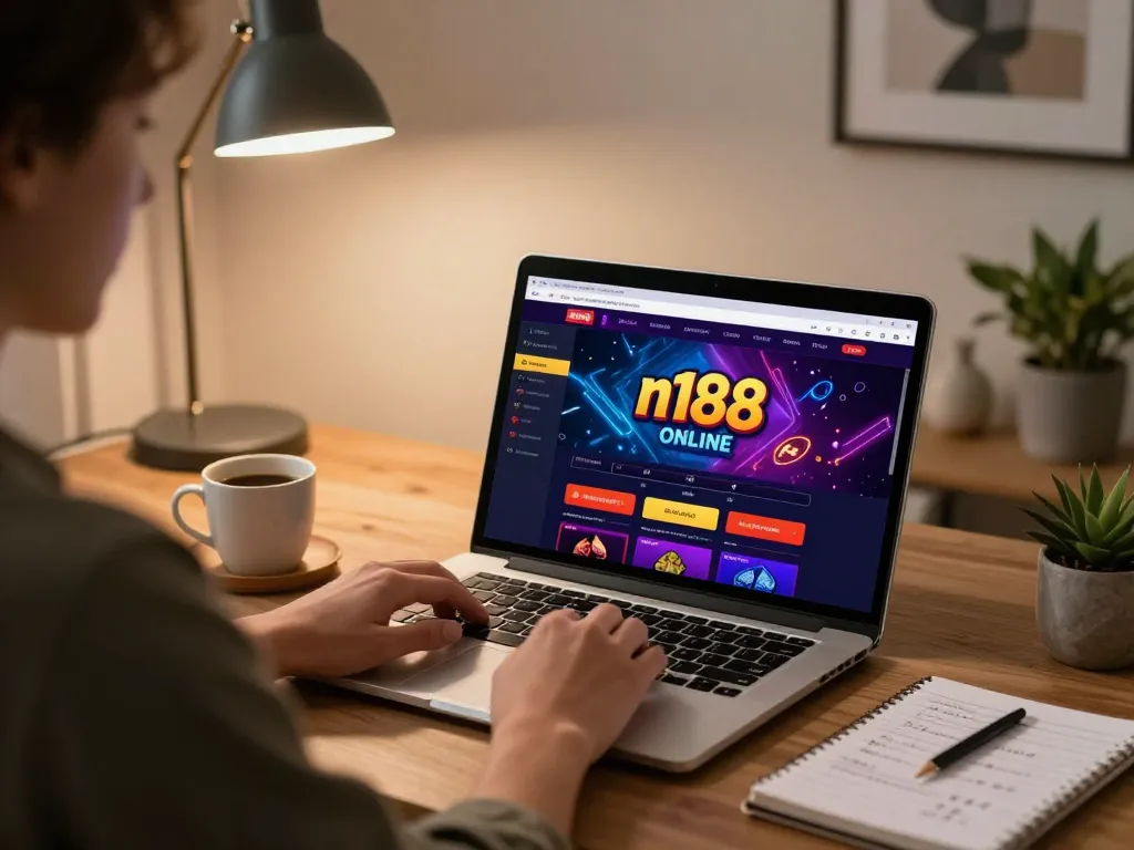 Engaging home gaming moment showcasing n188 casino online interface for strategic play.