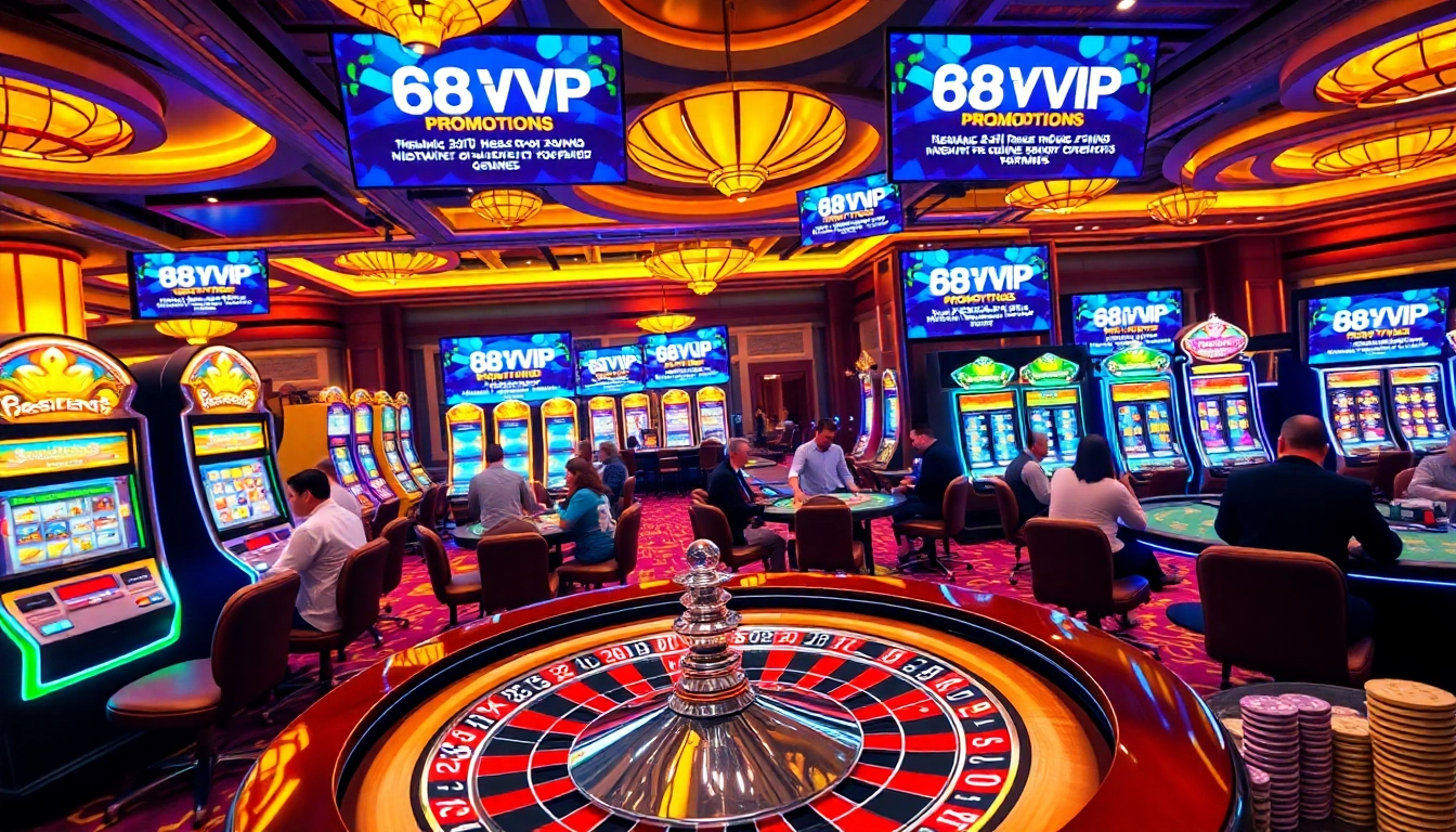 Experience the thrill of winning at 68VIP's luxurious casino environment featuring vibrant games and betting excitement.