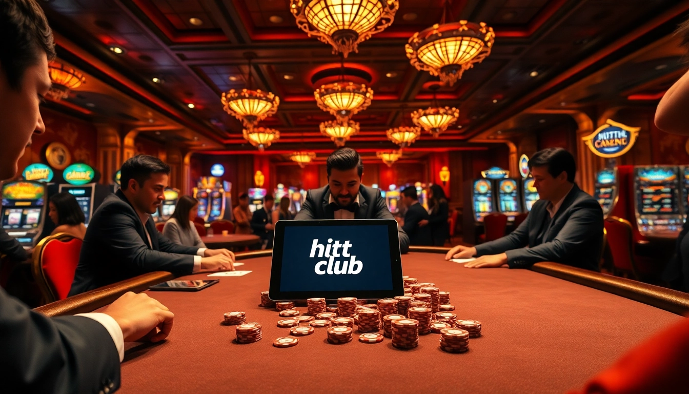 Hit club casion players engage in an exciting game at a luxurious table.