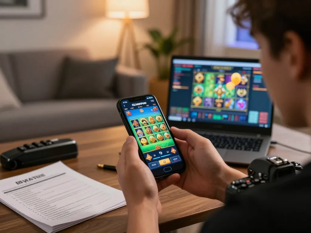 Engaging gameplay on olympus slot on smartphone in a modern living room setting