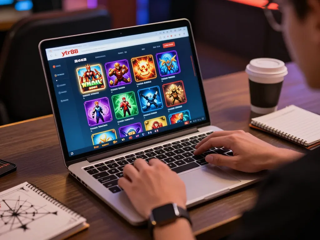 Engaging with the ytr88 online casino platform from home, showcasing interactive gaming experience.