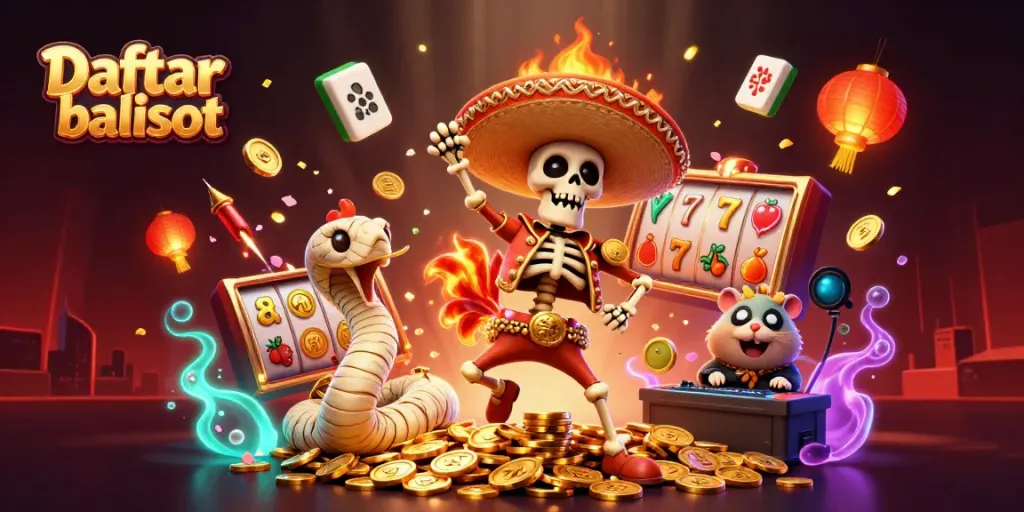 Experience the excitement of Daftar balisot with vibrant casino themes and animated characters celebrating.