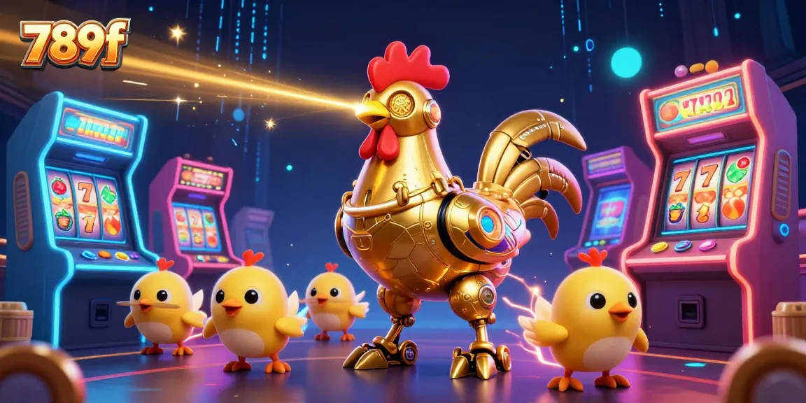 Engage with thrilling gameplay at 789f, featuring dynamic arcade elements and a captivating golden rooster robot.