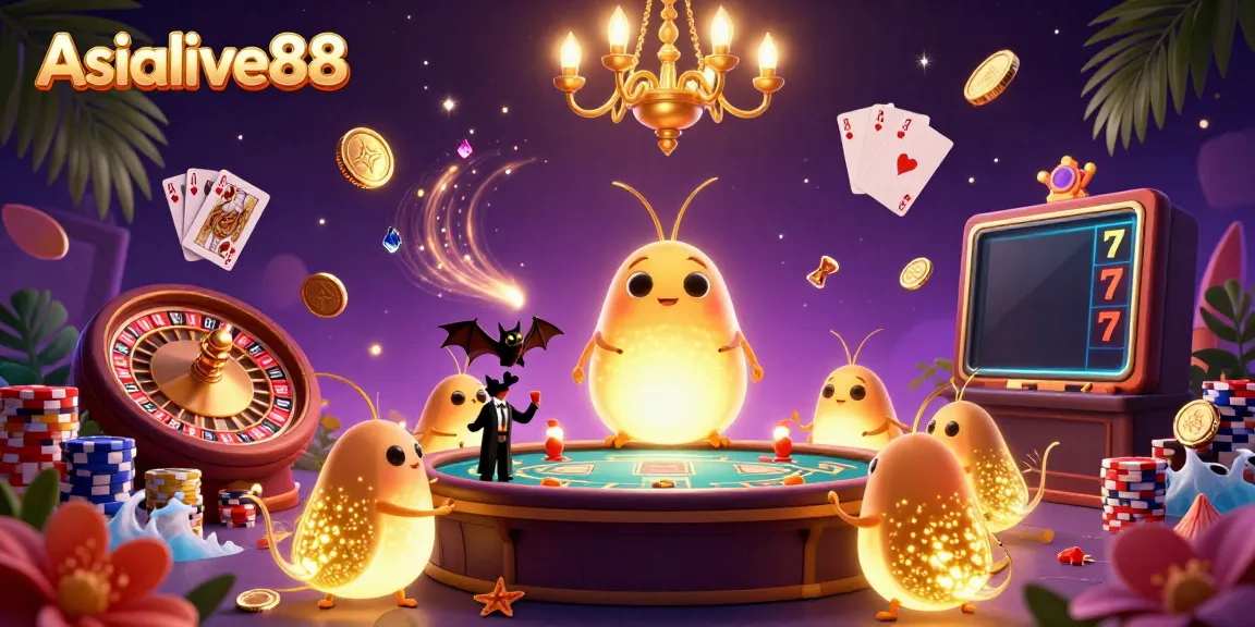 Experience thrilling casino action with Asialive88's vibrant 3D gaming scene featuring animated glowworms.