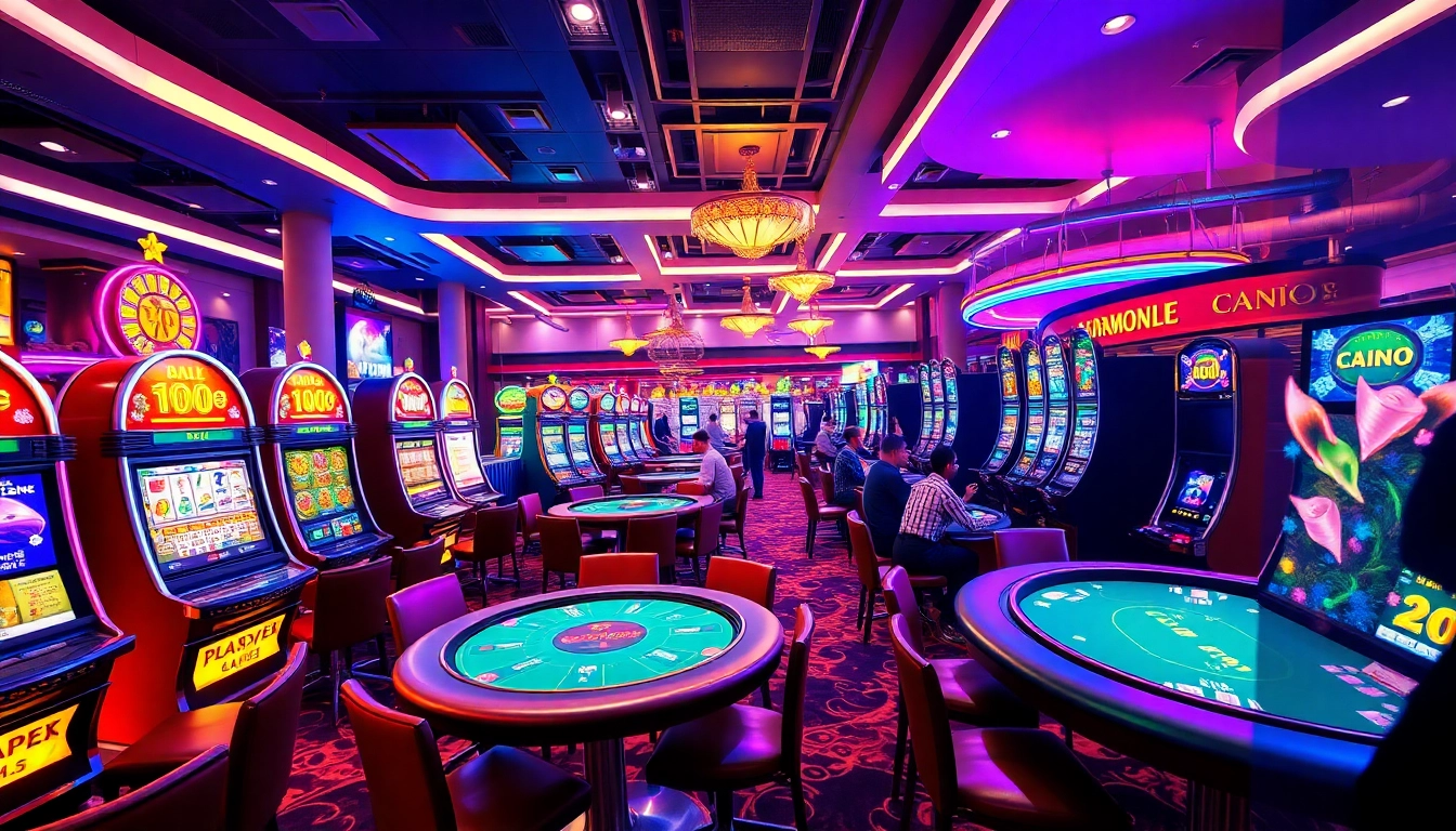Spiele Casino online Spiele in einem lebhaften Casino mit aktiven Spielern.