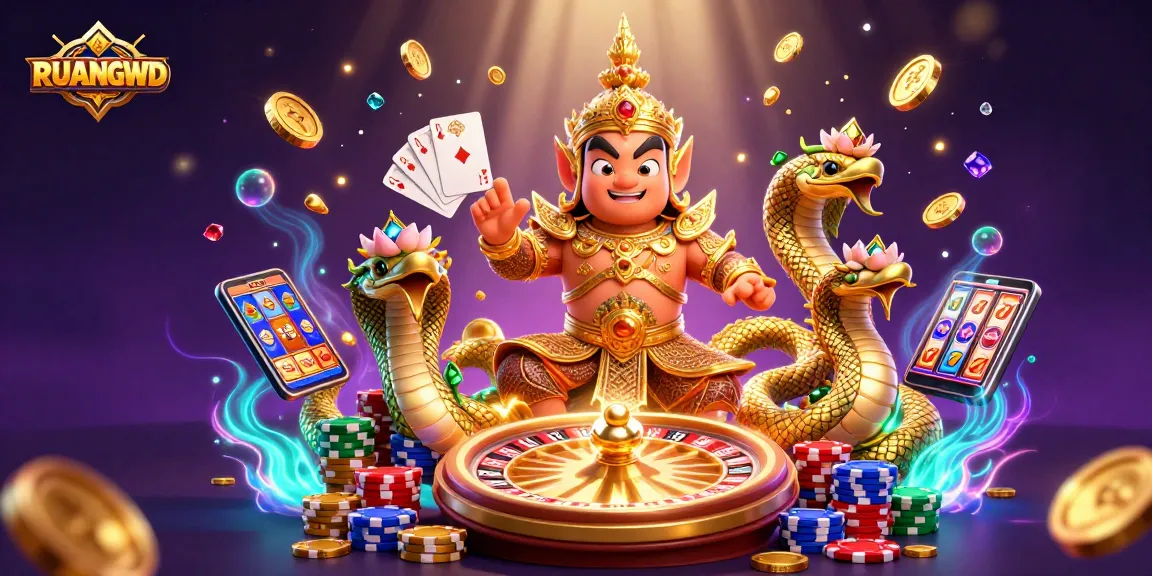 Experience thrilling gameplay with RUANGWD's vibrant casino-themed illustration.