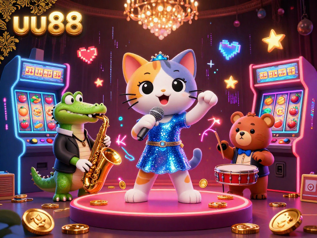 Join the fun at uu88 with a jazzy casino scene filled with games and excitement.