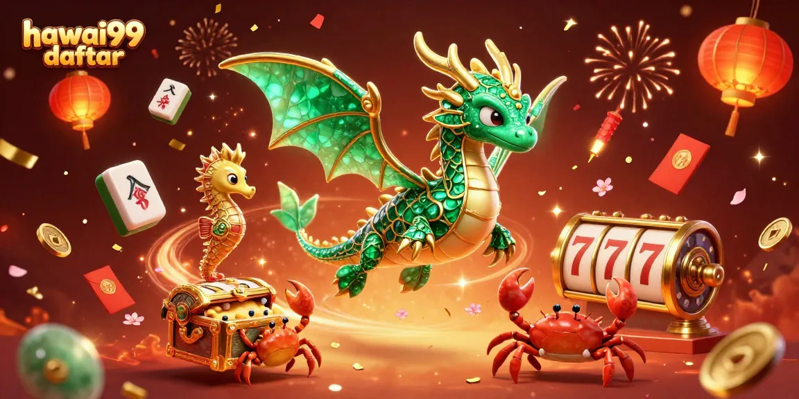 Engage in thrilling hawai99 daftar gaming with a vibrant 3D casino illustration of a sea dragon.