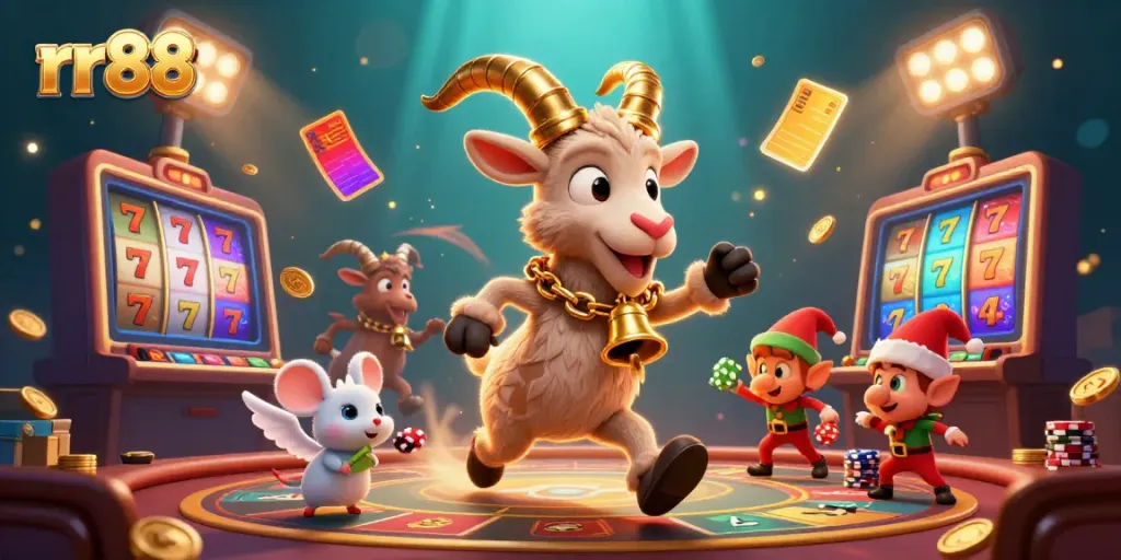 Experience the thrilling gameplay at rr88 with cartoon characters in a vibrant casino scene.