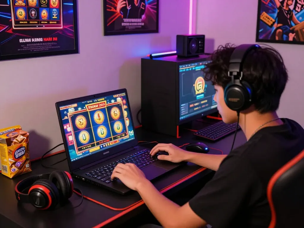 Engaging gaming scene showcasing an online player experiencing slot gacor hari ini with vibrant graphics and immersive atmosphere.