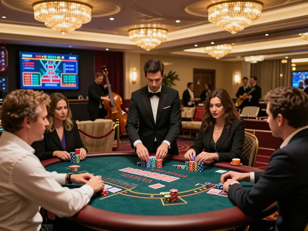 Engaged players enjoying free credit baccarat in a luxurious casino environment.