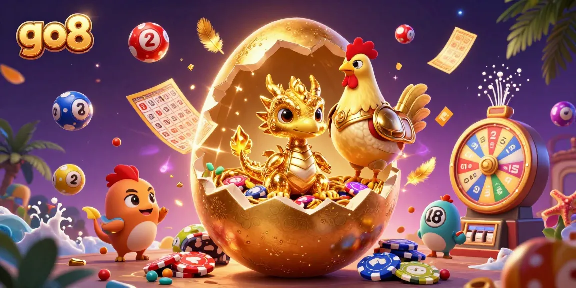 Join the excitement at go8 with a dynamic scene of gaming elements surrounding a golden dragon and poker chips.