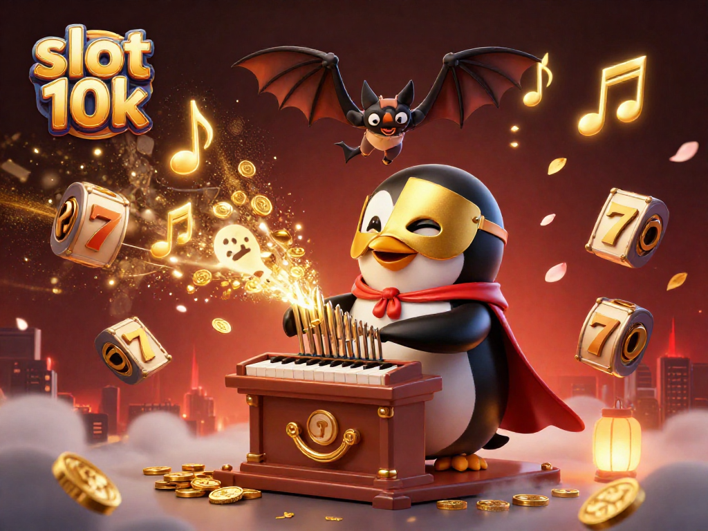 Experience the excitement of slot 10k with golden coins and dynamic gaming elements in a vibrant scene.