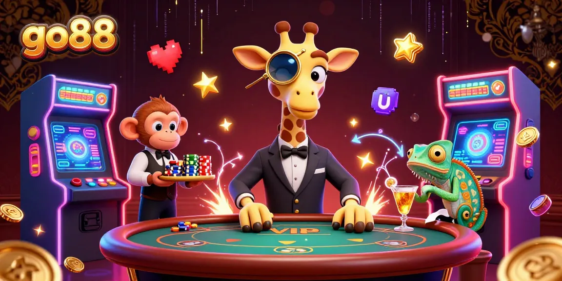 Engage in thrilling gameplay at go88 with vibrant characters amidst a lively casino atmosphere.