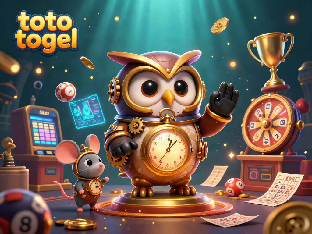 Experience the excitement of toto togel with a vibrant 3D illustration featuring lottery elements and characters.