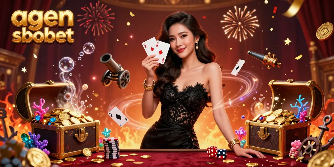 Experience the winning excitement of agen sbobet with golden poker chips and dazzling cards in a luxurious casino setting.