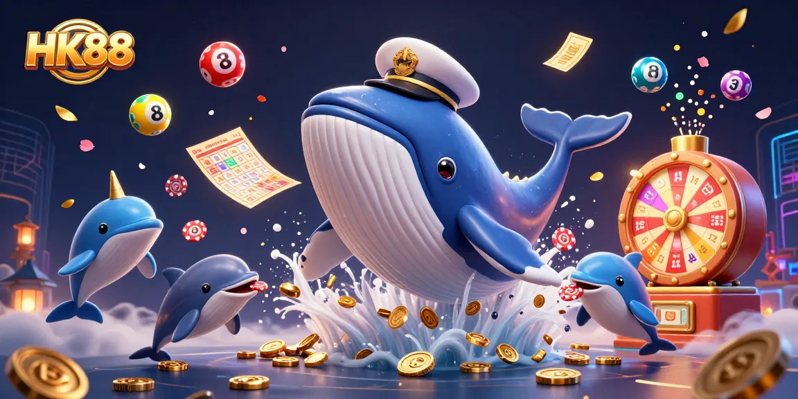 Experience winning at HK88 with an exciting casino scene of whales and dolphins in action.