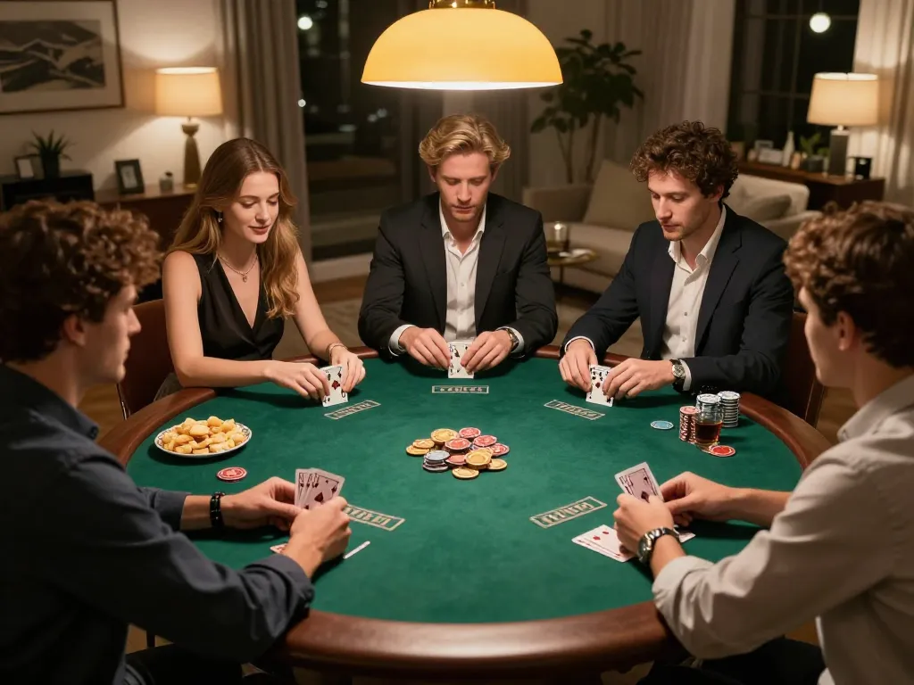 Friends playing poker at home while discussing strategies for sx88, creating engaging social atmosphere.