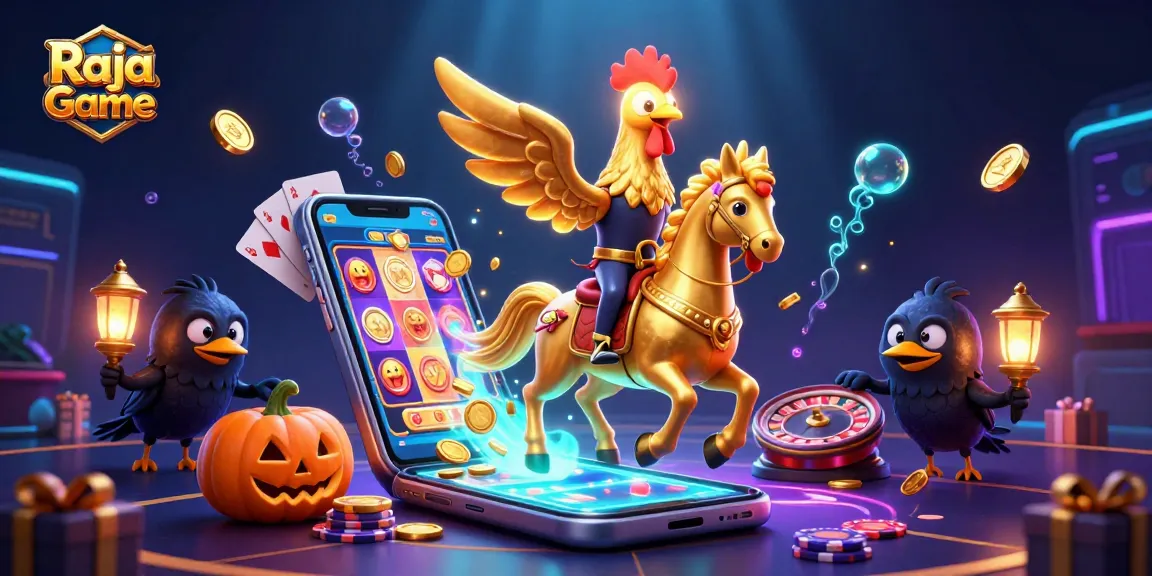 Engage in thrilling slot games with Raja Game as golden rooster characters light up the night.