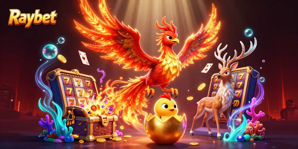 Raybet showcases an exhilarating 3D scene with a phoenix, representing excitement in online gaming.