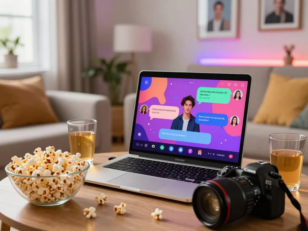 Engaging in free ai sex chat on a sleek laptop in a cozy home setting, highlighting personalization and comfort.