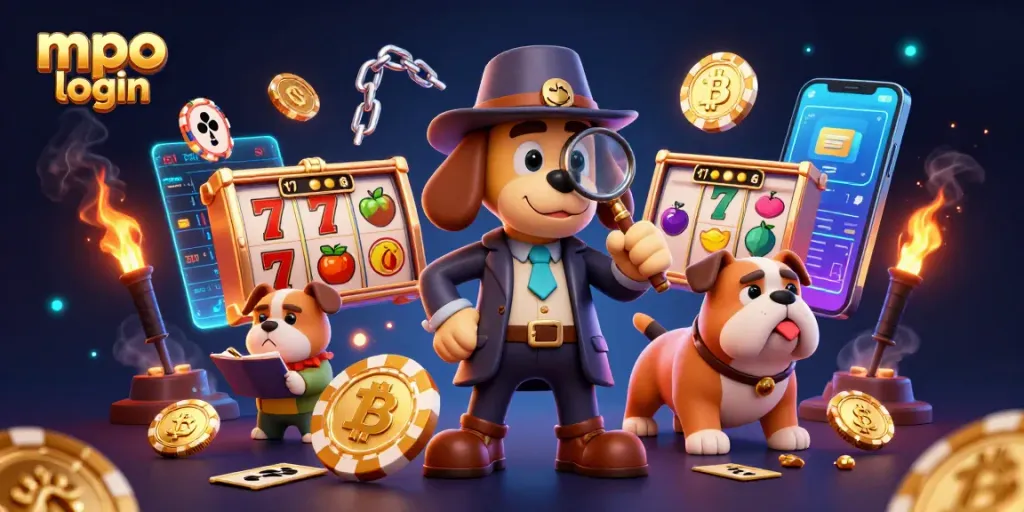 Memainkan mpo login dengan karakter detektif 3D yang menemukan petunjuk di dunia perjudian.