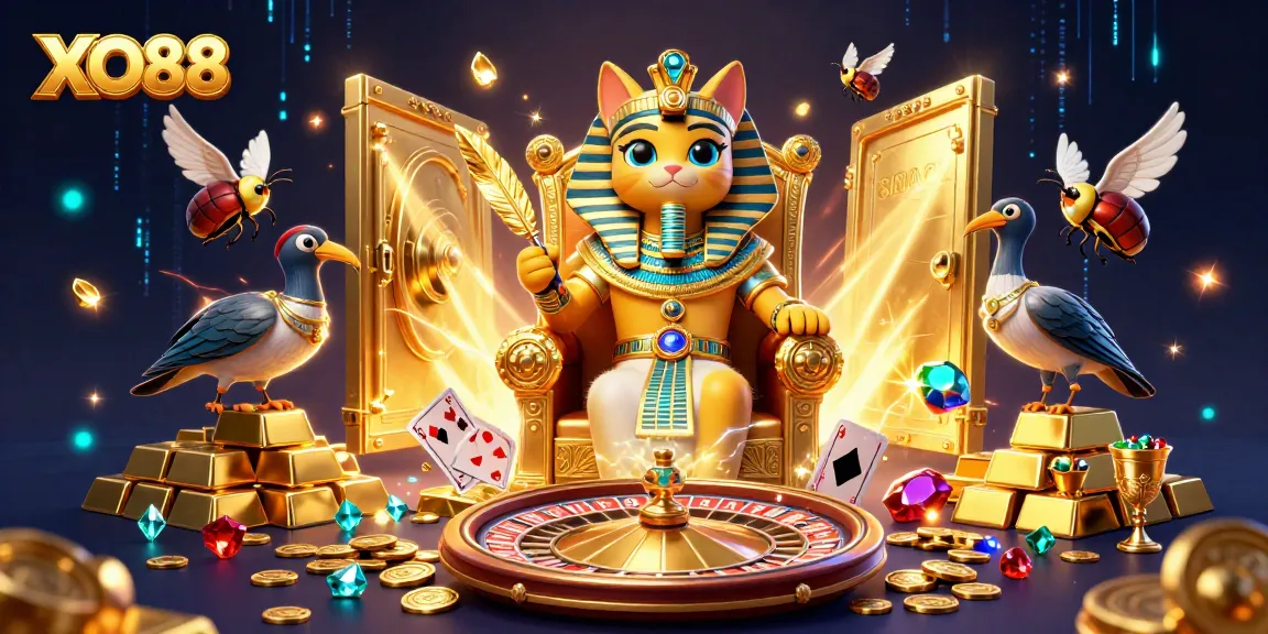 Experience high-stakes gaming with XO88's vibrant 3D illustration showcasing thrilling casino elements.