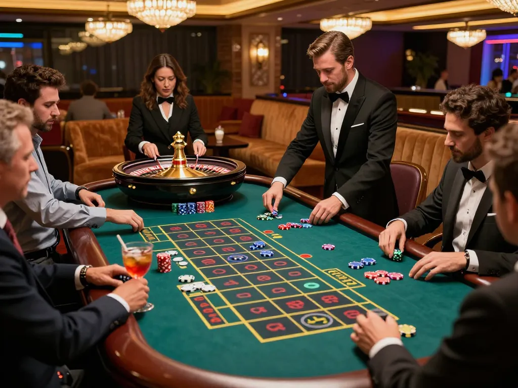 Engaging GAME BÀI MM99 roulette action as players place bets in vibrant casino atmosphere