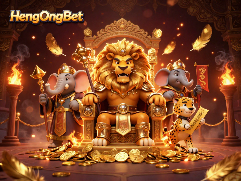 Experience the thrill of HengOngBet in an epic 3D casino scene with royal characters and rich details.
