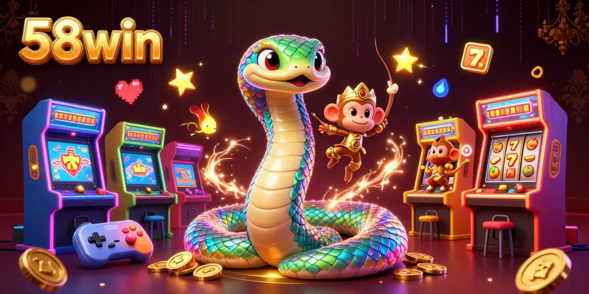 Experience thrilling gameplay at 58win with vibrant illustrations showcasing dynamic casino elements.