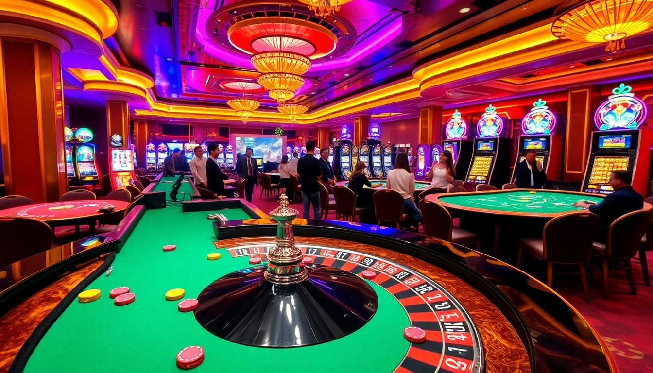 Experience the excitement of nhà cái jun88 with players enjoying thrilling casino games and vibrant slot machines.