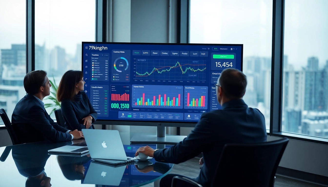 79king hn: Professional finance-tech dashboard with betting analytics in a modern office