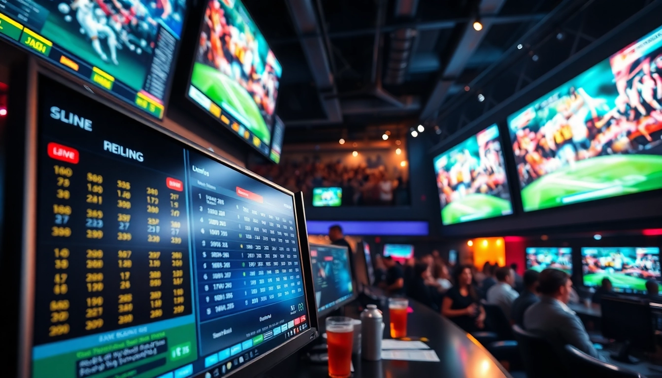 Engaging online Betting experience with dynamic odds and enthusiastic fans in a sports venue.