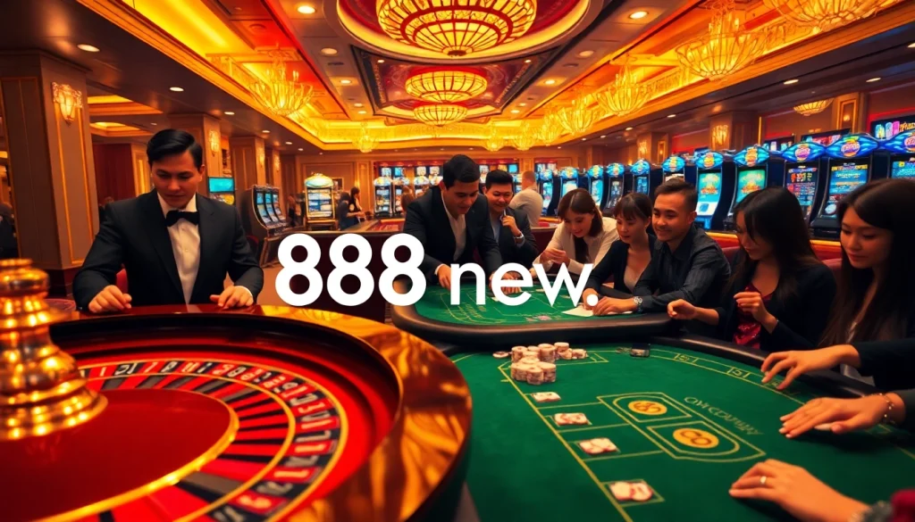Experience excitement at an 888 new casino table with players enjoying poker and roulette.