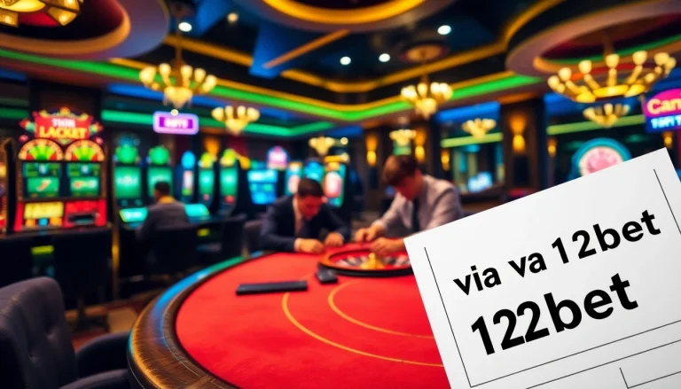 Exciting gaming space illustrating 'ink vao 12bet' amidst casino elegance and thrill.