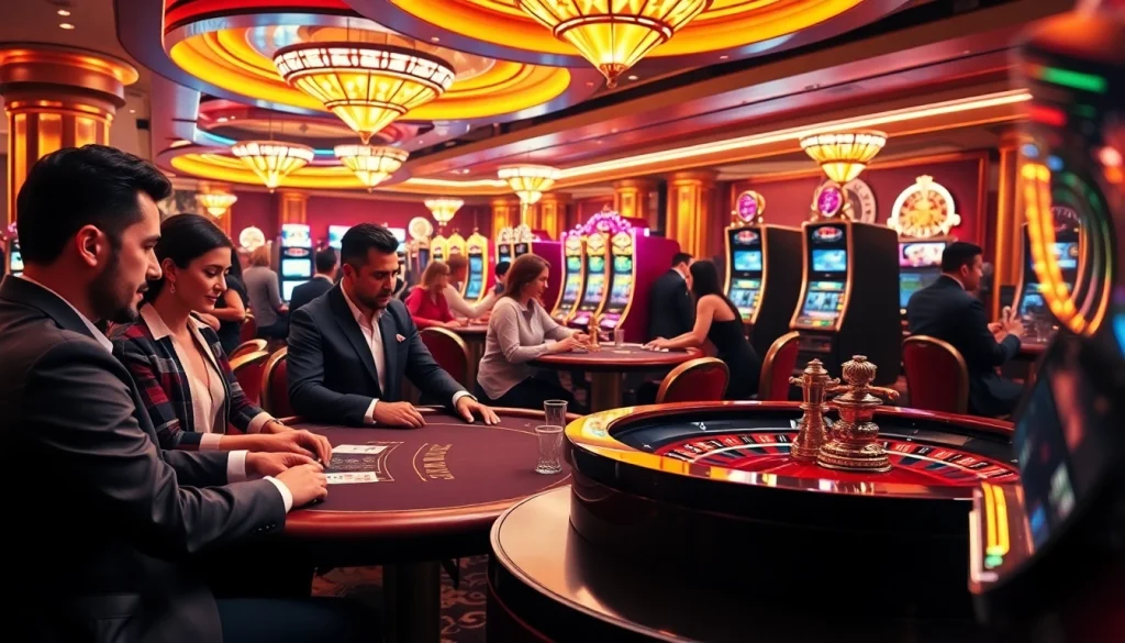 Exciting gamblers placing bets at a luxurious casino table, representing https://kjc686.com/ gaming experience.