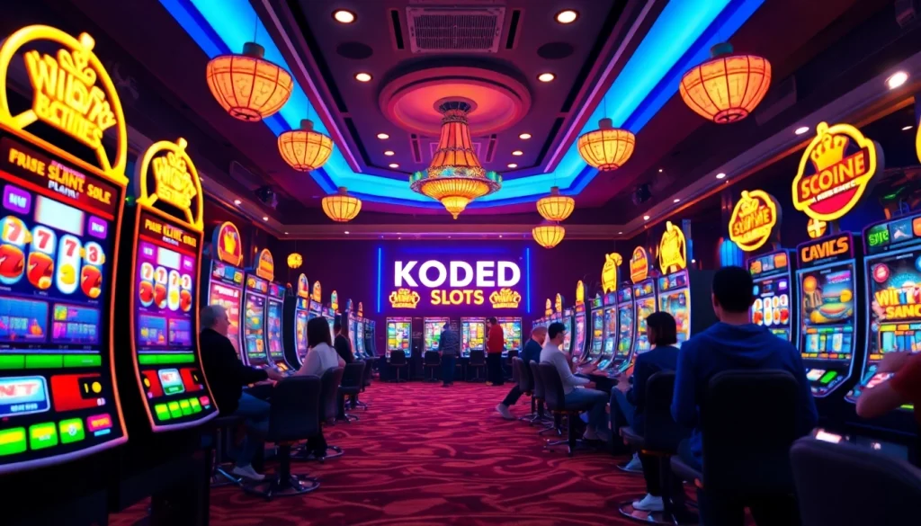 Thrilling scene of Kode4d link online gaming platform, showcasing vibrant slots and players engaged.
