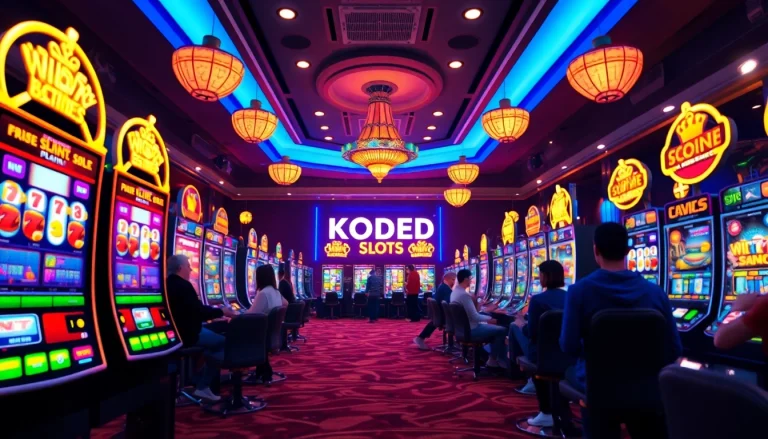 Thrilling scene of Kode4d link online gaming platform, showcasing vibrant slots and players engaged.