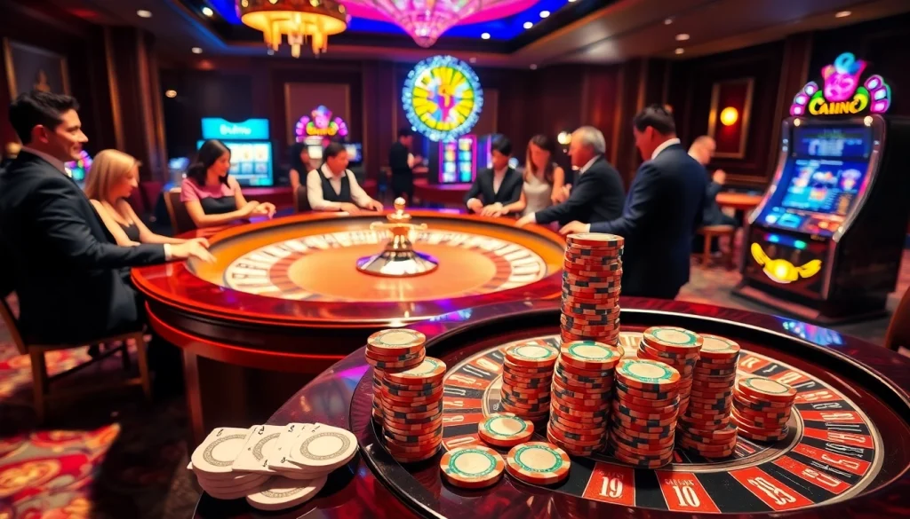 Experience the excitement of Hello88 with colorful roulette tables and eager players.