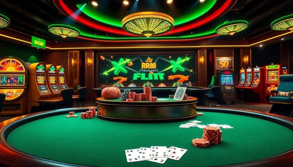 RR 88 poker scene showcasing high-stakes action with vibrant casino elements.