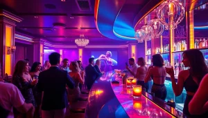 Vibrant nightlife at Club Noir SXM, featuring elegant decor, stylish patrons, and captivating performances.