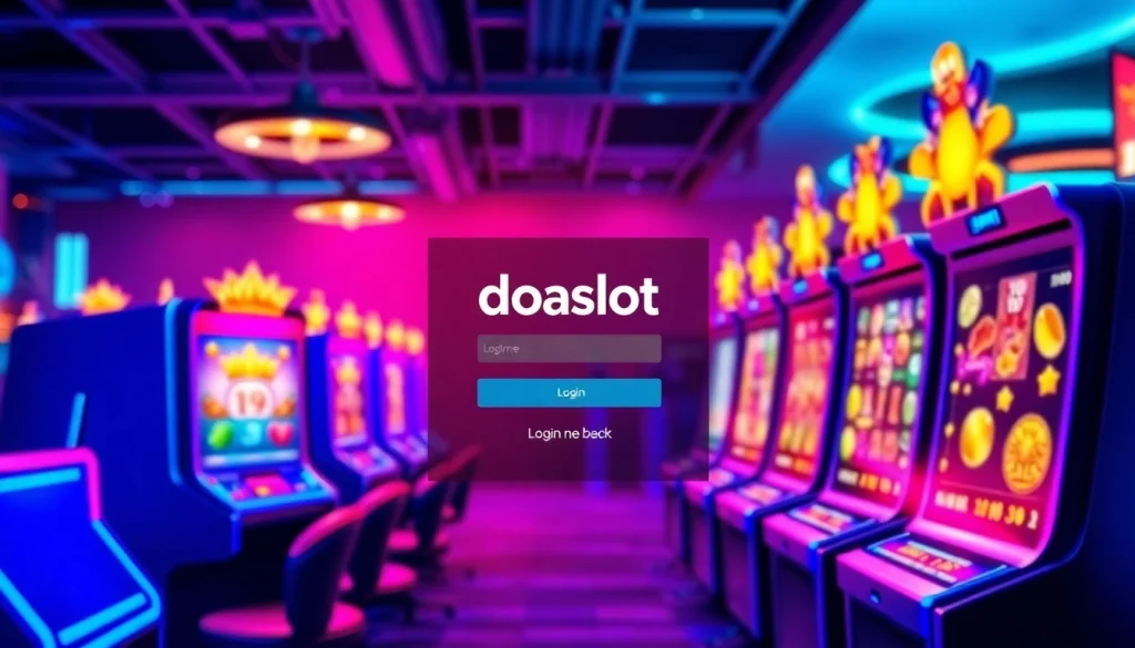 Login screen of doaslot, showcasing vibrant colors and user-friendly interface for online gaming.