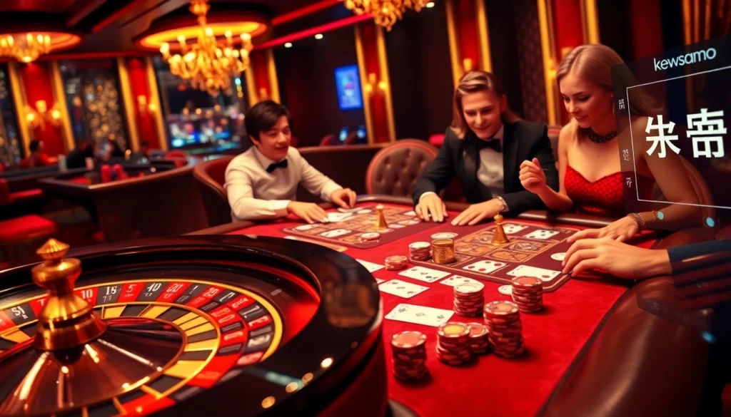 Engaging with 링크모음 at a lavish casino table featuring cards and poker chips.