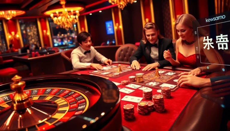 Engaging with 링크모음 at a lavish casino table featuring cards and poker chips.