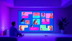 Engaging users in vibrant sex chat conversation through a modern digital interface.