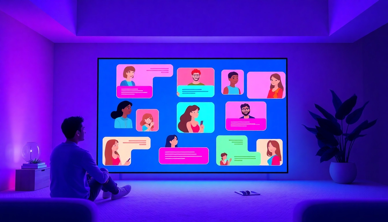 Engaging users in vibrant sex chat conversation through a modern digital interface.