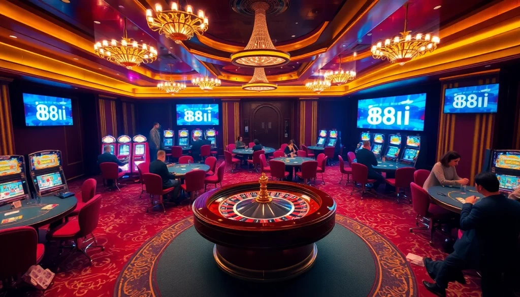 Players engaging in thrilling games at the luxurious 88i casino, showcasing high-stakes excitement.