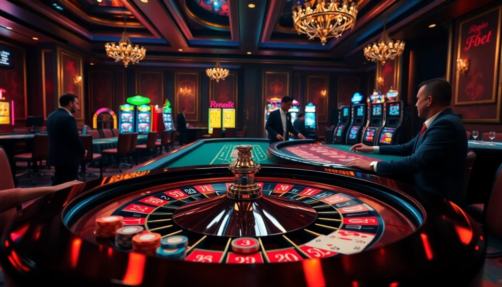 Experience thrilling gameplay at febet's luxurious casino, featuring roulette, poker, and slot machines.
