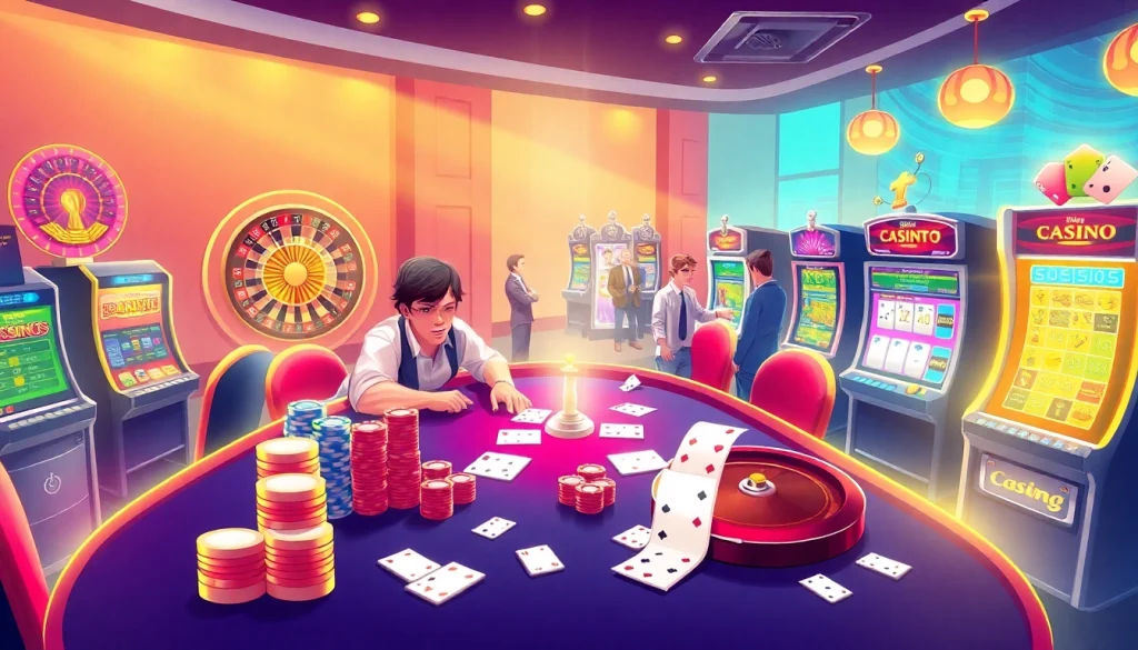 Experience the excitement of casino gaming with 58win.talk as players engage at a lively poker table.